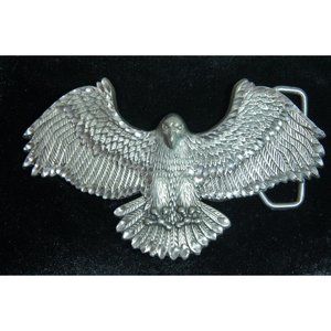 Vintage Silvertone Eagle Metal Belt Buckle America USA Patriotic 4"